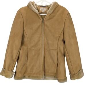 Mulberry Street Coat Womens Medium Brown Faux Fur Lined Penny Lane Cottage Vtg